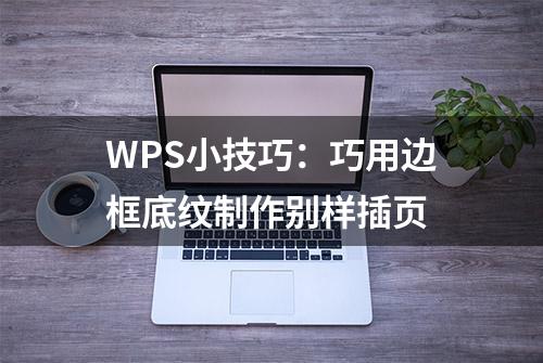 WPS小技巧：巧用边框底纹制作别样插页