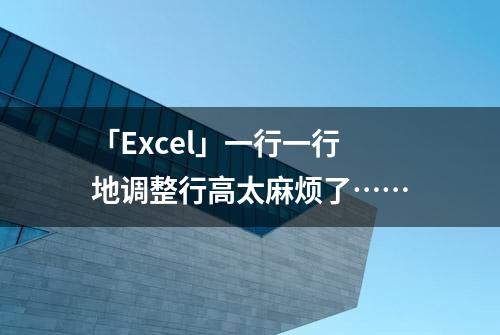 「Excel」一行一行地调整行高太麻烦了……