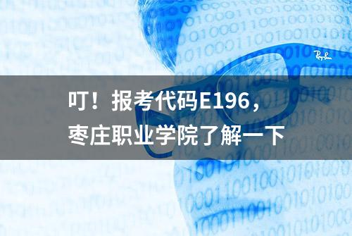 叮！报考代码E196，枣庄职业学院了解一下