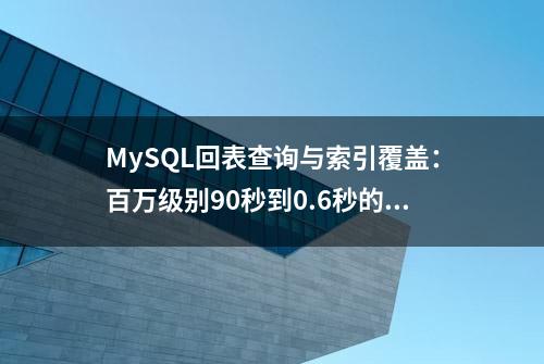 MySQL回表查询与索引覆盖：百万级别90秒到0.6秒的优化