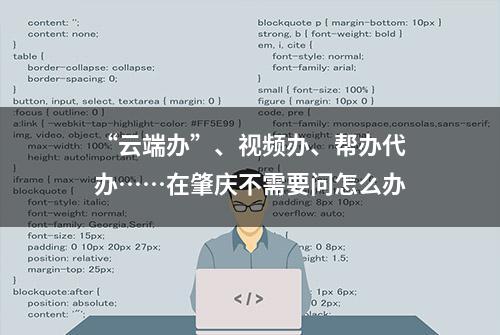 “云端办”、视频办、帮办代办……在肇庆不需要问怎么办