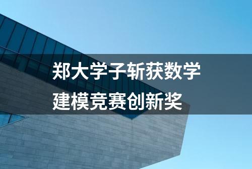 郑大学子斩获数学建模竞赛创新奖