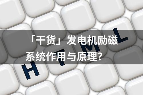 「干货」发电机励磁系统作用与原理？