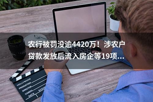 农行被罚没逾4420万！涉农户贷款发放后流入房企等19项违规