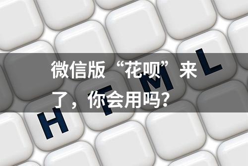 微信版“花呗”来了，你会用吗？