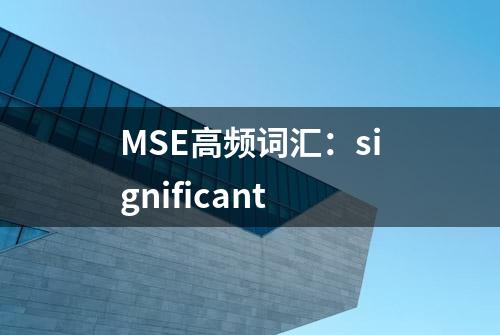 MSE高频词汇：significant