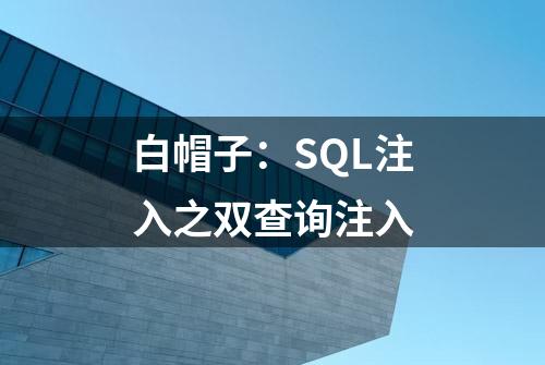 白帽子：SQL注入之双查询注入