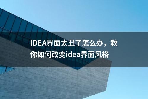 IDEA界面太丑了怎么办，教你如何改变idea界面风格