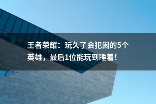 王者荣耀：玩久了会犯困的5个英雄，最后1位能玩到睡着！