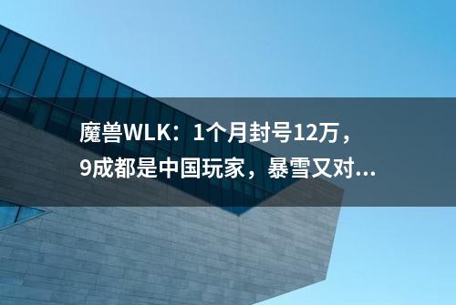 魔兽WLK：1个月封号12万，9成都是中国玩家，暴雪又对暗黑4动手了