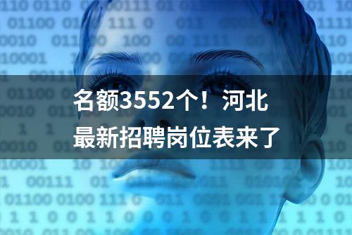 名额3552个！河北最新招聘岗位表来了