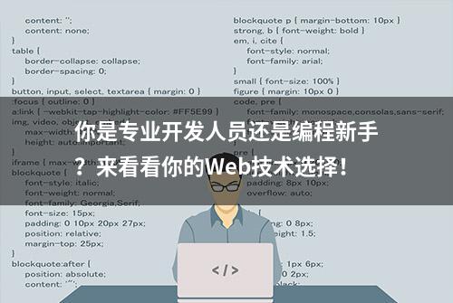 你是专业开发人员还是编程新手？来看看你的Web技术选择！