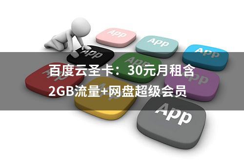 百度云圣卡：30元月租含2GB流量+网盘超级会员