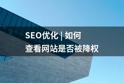 SEO优化 | 如何查看网站是否被降权