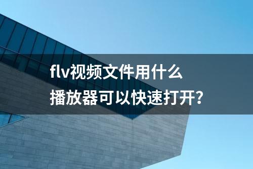 flv视频文件用什么播放器可以快速打开？