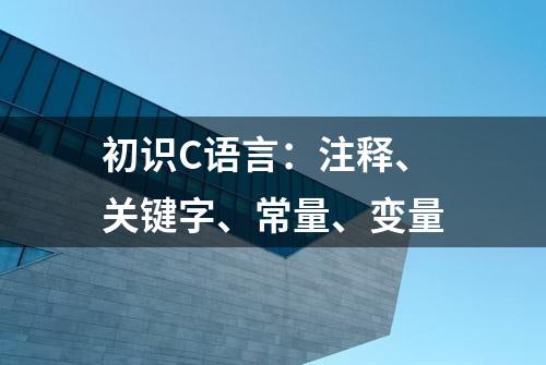 初识C语言：注释、关键字、常量、变量