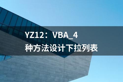 YZ12：VBA_4种方法设计下拉列表