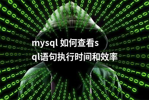 mysql 如何查看sql语句执行时间和效率