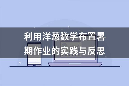 利用洋葱数学布置暑期作业的实践与反思