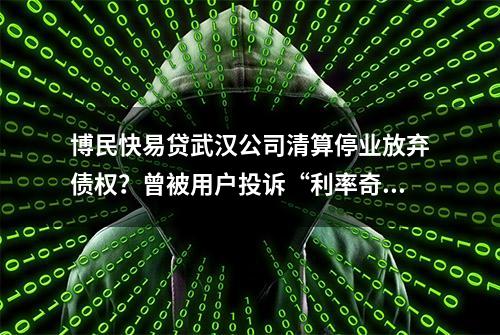 博民快易贷武汉公司清算停业放弃债权？曾被用户投诉“利率奇高”