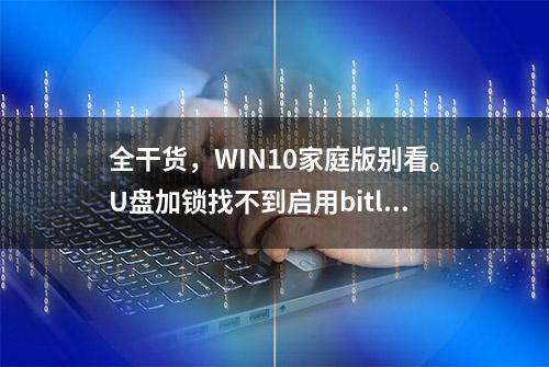 全干货，WIN10家庭版别看。U盘加锁找不到启用bitlocker解决方法