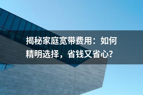 揭秘家庭宽带费用：如何精明选择，省钱又省心？