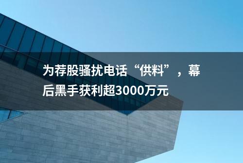 为荐股骚扰电话“供料”，幕后黑手获利超3000万元