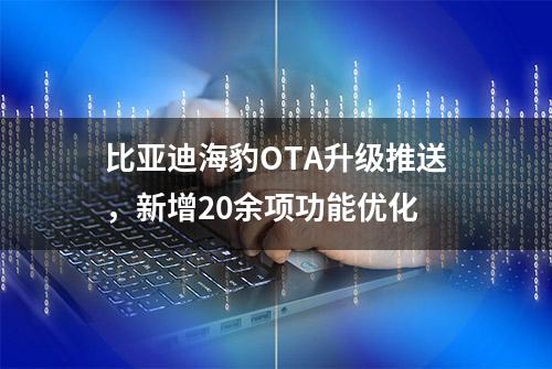 比亚迪海豹OTA升级推送，新增20余项功能优化