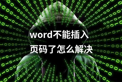 word不能插入页码了怎么解决