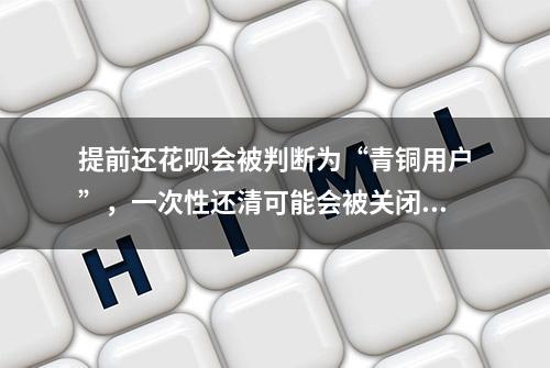 提前还花呗会被判断为“青铜用户”，一次性还清可能会被关闭花呗