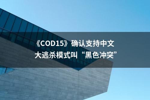 《COD15》确认支持中文 大逃杀模式叫“黑色冲突”