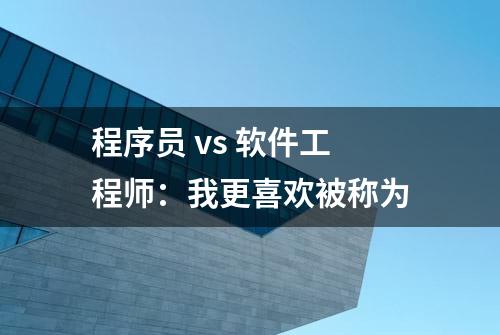 程序员 vs 软件工程师：我更喜欢被称为