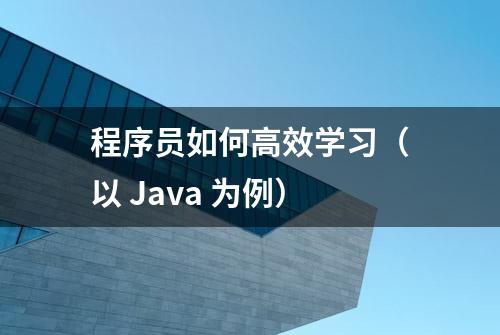 程序员如何高效学习（以 Java 为例）