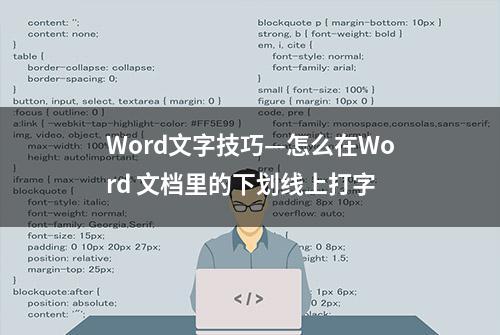 Word文字技巧—怎么在Word 文档里的下划线上打字