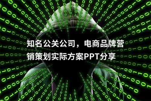 知名公关公司，电商品牌营销策划实际方案PPT分享