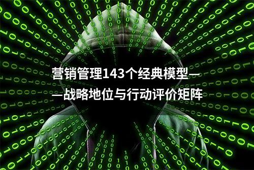 营销管理143个经典模型——战略地位与行动评价矩阵