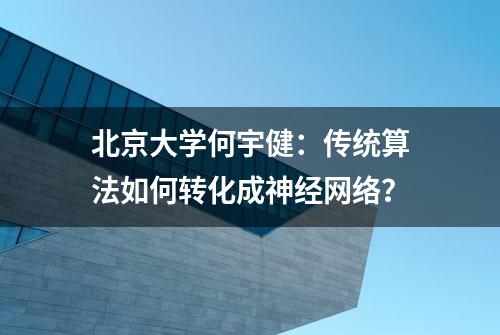 北京大学何宇健：传统算法如何转化成神经网络？