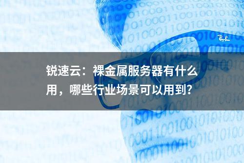 锐速云：裸金属服务器有什么用，哪些行业场景可以用到？