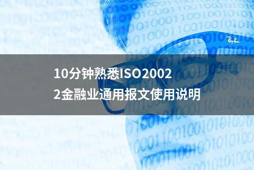 10分钟熟悉ISO20022金融业通用报文使用说明