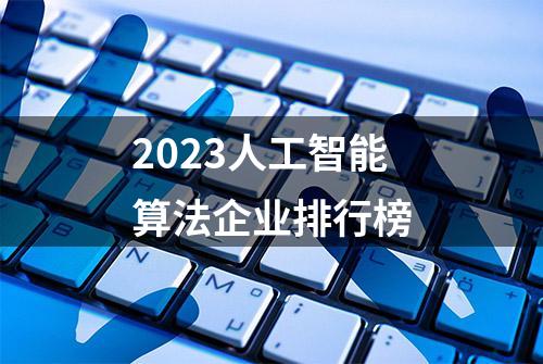 2023人工智能算法企业排行榜