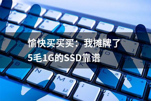 愉快买买买：我摊牌了 5毛1G的SSD靠谱