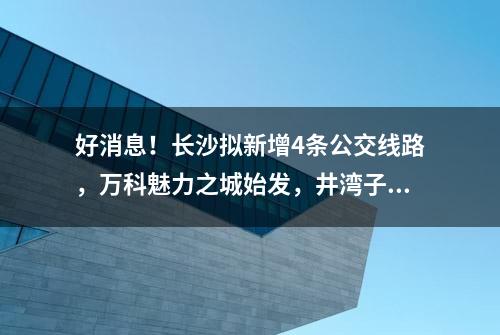 好消息！长沙拟新增4条公交线路，万科魅力之城始发，井湾子、友谊路...有经过你家小区吗？