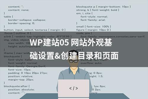 WP建站05 网站外观基础设置&创建目录和页面