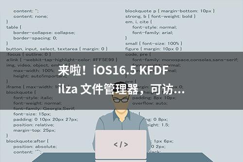 来啦！iOS16.5 KFDFilza 文件管理器，可访问目录