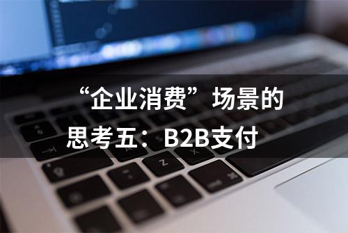 “企业消费”场景的思考五：B2B支付