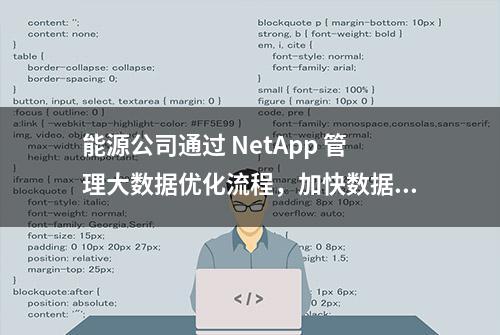 能源公司通过 NetApp 管理大数据优化流程，加快数据分析