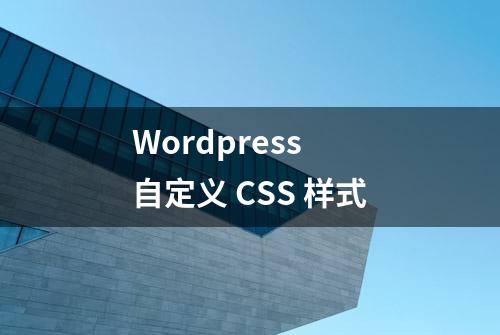 Wordpress 自定义 CSS 样式