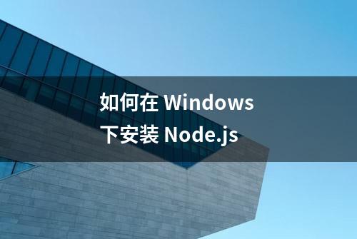 如何在 Windows 下安装 Node.js