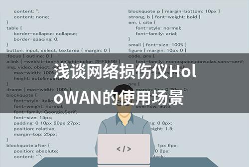 浅谈网络损伤仪HoloWAN的使用场景