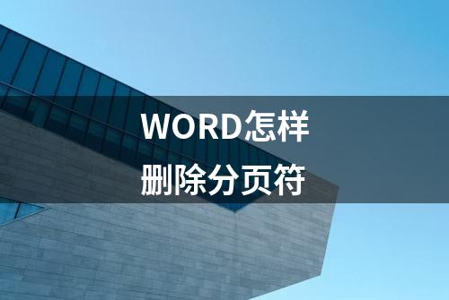 WORD怎样删除分页符